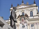 The statue of Tomas Garigue Masaryk, as he watches the entrance of the Prague Castle